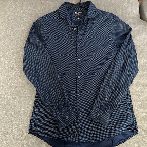 Michael Michael kors blue and white polka dot button up dress shirt - Picture 1 of 3